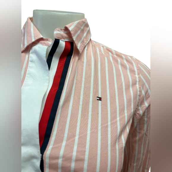 Tommy Hilfiger Pullover Light Pink and White Vertical Striped Size XXS - Picture 5 of 9